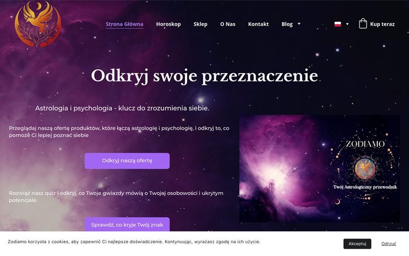 Zodiamo – podgląd strony